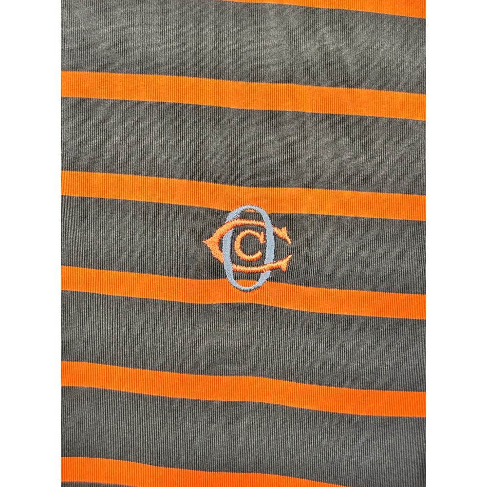 RLX Ralph Lauren Mens Medium Striped Performance Golf Polo Shirt Navy Orange - Picture 6 of 10